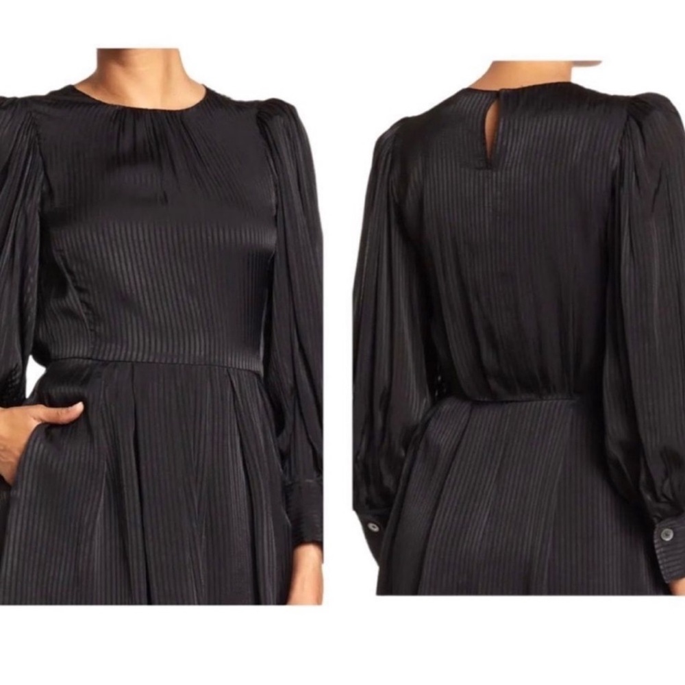 REBECCA TAYLOR Long Sleeve Shadow Stripe Dress
